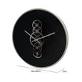 Wall Clock - Round - Industrial Black and Silver Gears