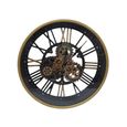 Wall Clock - Round - Industrial Gold and Black Gears
