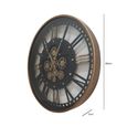 Wall Clock - Round - Industrial Gold and Black Metal Gears
