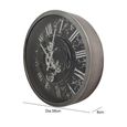 Wall Clock - Round - Industrial Silver and Black Gears