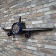 Aeroplane Wall Clock - Industrial Style - Blue & Black Metal