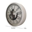 Wall Clock - Round - Industrial White Gears
