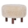Inverness Pouf - Round - Light Brown Fabric