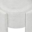 Footstool - Round - Ivory Chenille Fabric - Small