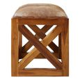 Kendari Footstool - Square - Brown Goat Leather with Teak Wood