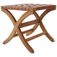 Kendari Stool - Square - Brown Leather with Teak Wood