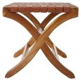 Kendari Stool - Square - Brown Leather with Teak Wood