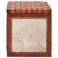 Kendari Stool - Brown Leather with Teak Wood - Storage