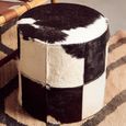 Kensington Townhouse Pouffe - Round - Black and White Leather