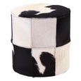 Kensington Townhouse Pouffe - Round - Black and White Leather