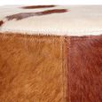Kensington Townhouse Pouffe - Round - Brown and White Leather