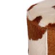 Kensington Townhouse Pouffe - Round - Brown and White Leather