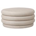 Casa Ottoman Storage Stool - Cream Velvet Fabric - Round