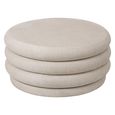 Casa Ottoman Storage Stool - Cream Velvet Fabric - Round