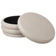 Casa Ottoman Storage Stool - Cream Velvet Fabric - Round
