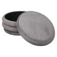 Casa Ottoman Storage Stool - Grey Velvet Fabric - Round