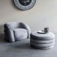 Casa Ottoman Storage Stool - Grey Velvet Fabric - Round