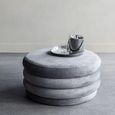 Casa Ottoman Storage Stool - Grey Velvet Fabric - Round