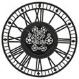 Gibbons Wall Clock - Black Metal - Cogs - Round