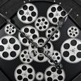 Gibbons Wall Clock - Black Metal - Cogs - Round