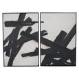 Impasto Wall Art - Black Brushstrokes - Canvas - Set of 2