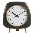 Mid Century Style Table Clock - Grey Metal
