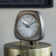Mid Century Style Table Clock - Grey Metal