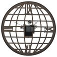 Open Globe Wall Clock - Black Metal - Cogs - Round