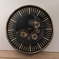 Palladium Wall Clock - Black and Gold Cogs - Round - Medium