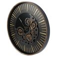 Palladium Wall Clock - Black and Gold Cogs - Round - Medium