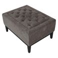 Theodore Footstool - Warm Grey Fabric - Buttoned