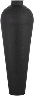 Matt Black Metal Large Hammered Vase with Lid