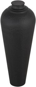 Matt Black Metal Medium Hammered Vase with Lid