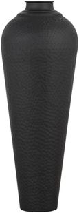 Matt Black Metal Medium Hammered Vase with Lid