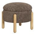 Medas Pouf - Round - Brown Fabric - Storage