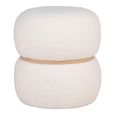Milford Pouf - Round - White Boucle Fabric