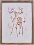 Deer & Butterfly Photo Frame - Off White and Brown Dark Wood - Set of 2