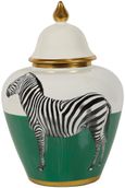 Zebra Porcelain Jar - White, Green and Black - Small - Set of 2