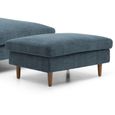 Scott Ottoman Footstool - Eryx Chenille Navy Blue Fabric