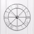 Metal Wall Clock - Silver - Round - Large