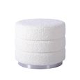 Ottoman Footstool - Round - White Boucle Fabric