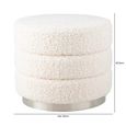 Ottoman Footstool - Round - White Boucle Fabric