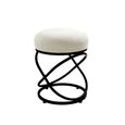 Rizzo Footstool - Round - White Boucle Fabric & Black Metal