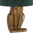Antique Gold Hare Table Lamp with Green Velvet Shade