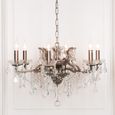 Gorgeous Shallow Cut Glass Chandelier - Antique Silver - 6 Branch