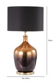 Table Lamp - Black Linen Shade - Gold and Black Glass
