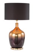 Table Lamp - Black Linen Shade - Gold and Black Glass