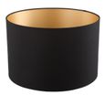 Table Lamp - Black Linen Shade - Gold and Black Glass