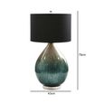 Table Lamp - Black Linen and Green Abstract Glass