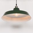 British Factory Style Pendant Light - Green Painted Metal - 46cm